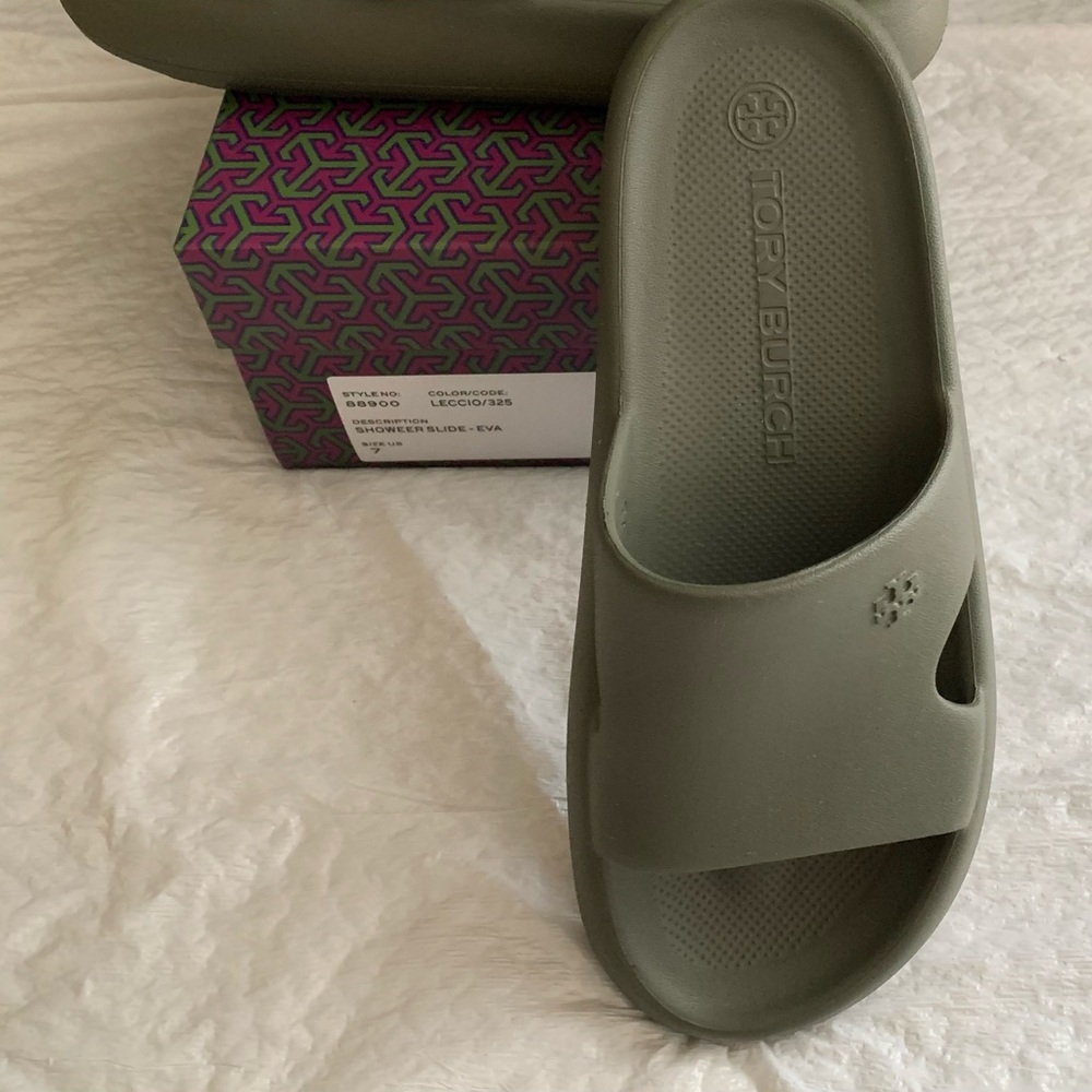 Tory Burch Logo Shower Slides